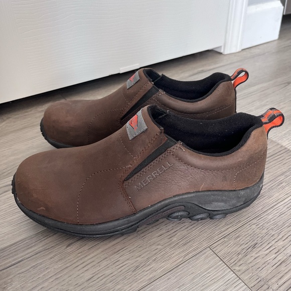 Espresso Brown Jungle Moc Leather Merrell Work Slip-On Shoes Size 9 M main image 6